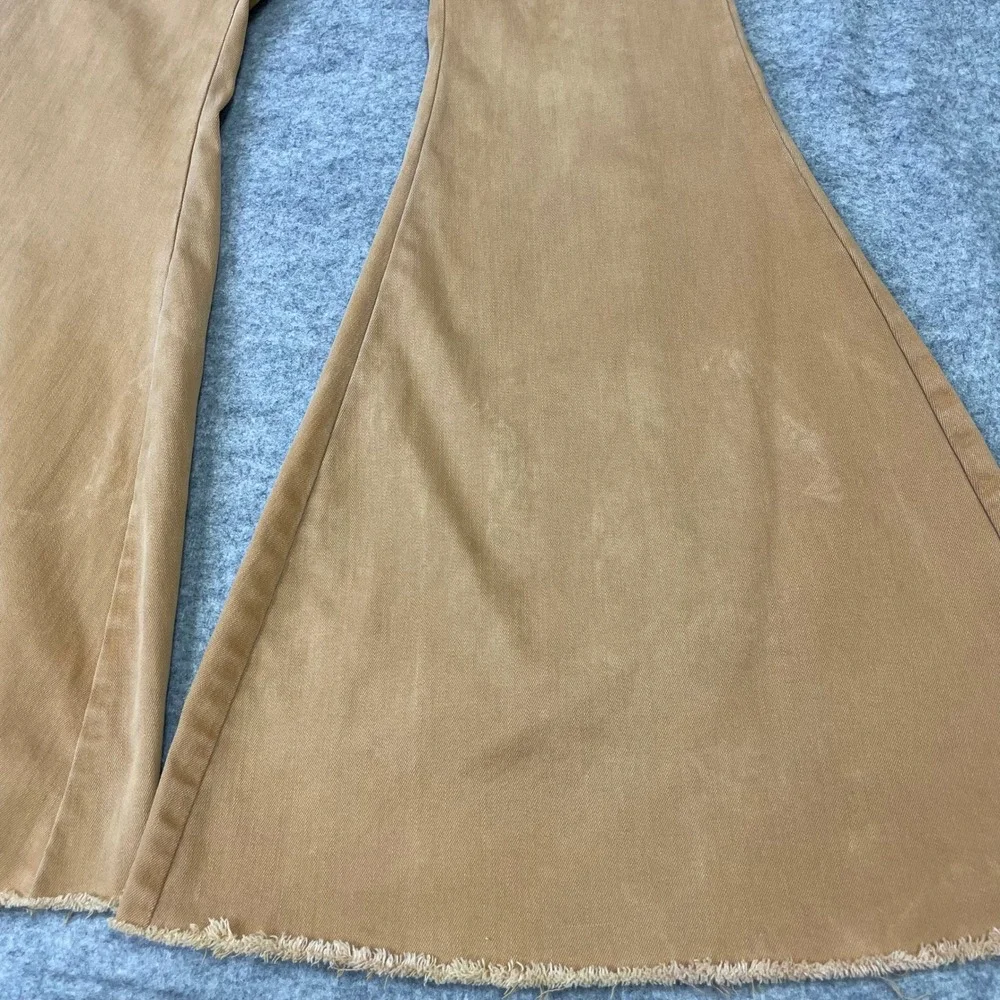 We The Free People Lace Up Back Curvy Just Float On Flare Jeans 29 Tan Boho
